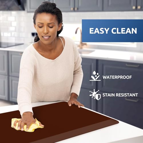 KitchenClouds Kitchen Mat Cushioned Anti Fatigue Rug 17.3"x28" Water Resistant, Non Slip, Standing and Comfort Desk/Floor Mats for House Sink Office (Coffee) - Image 3