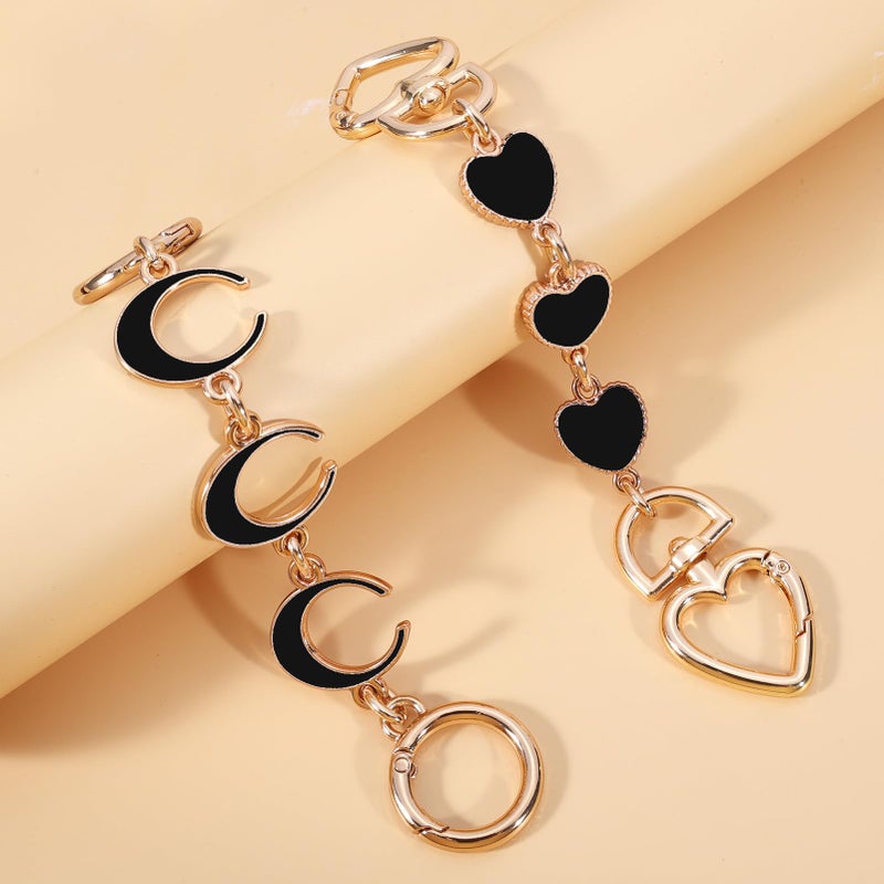 Tmtains 2Pcs Bag Extender Chain Heart Moon Purse Strap Extenders for Handbags Purse Extender Chain Gold Chain Purse Strap Replacement Black Purse Accessories Bag Charms for Handbags Purse Christmas Gifts - Image 5