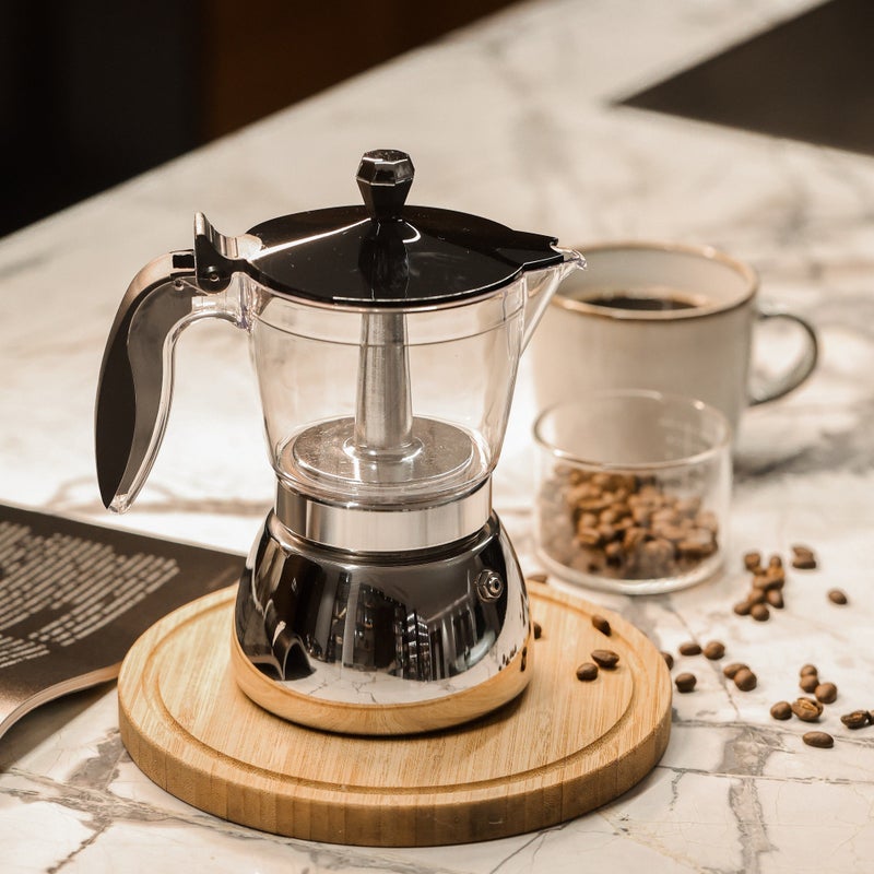 6-Cup Italian Transparent Plastic Moka Pot, Espresso Maker for Home and Camping Use - Image 4