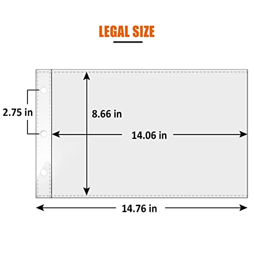 tutata 8.5 x 14 Paper Sleeves, 50 PCS, Legal- Size Document Sleeves, Landscape Page Protectors for 3 Ring Binder, Legal Sheet Protectors, Side Loading - Image 3