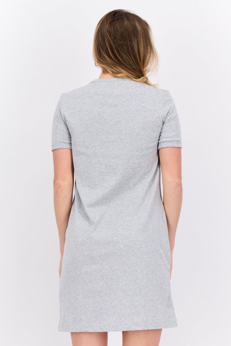 Lyle & Scott Women Embroidered Logo Mini Dress, Grey - Image 3