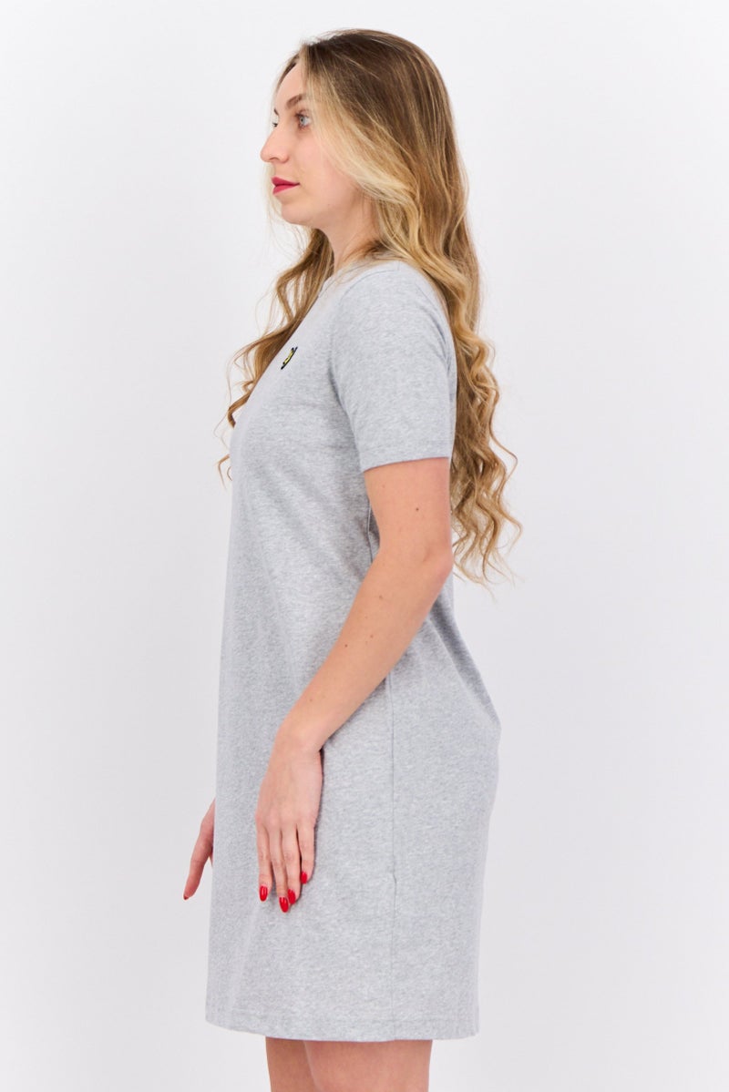 Lyle & Scott Women Embroidered Logo Mini Dress, Grey - Image 2
