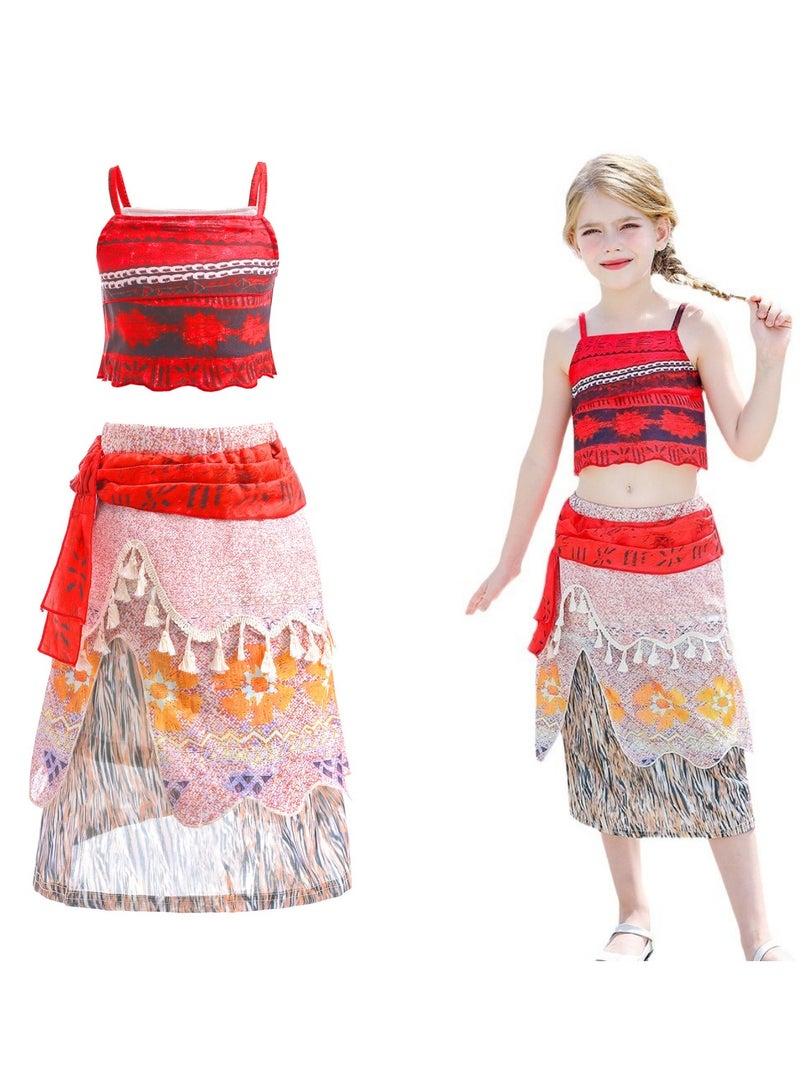 Princess Moana Dress Up Little Girls Adventure Costumes Skirt Set Princess Dress Up Hallowee Outfit Kids Fancy Birthday Party Dress - Image 5