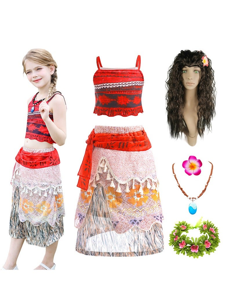 Princess Moana Dress Up Little Girls Adventure Costumes Skirt Set Princess Dress Up Hallowee Outfit Kids Fancy Birthday Party Dress - Image 1