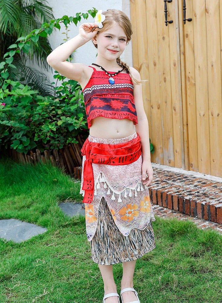 Princess Moana Dress Up Little Girls Adventure Costumes Skirt Set Princess Dress Up Hallowee Outfit Kids Fancy Birthday Party Dress - Image 3