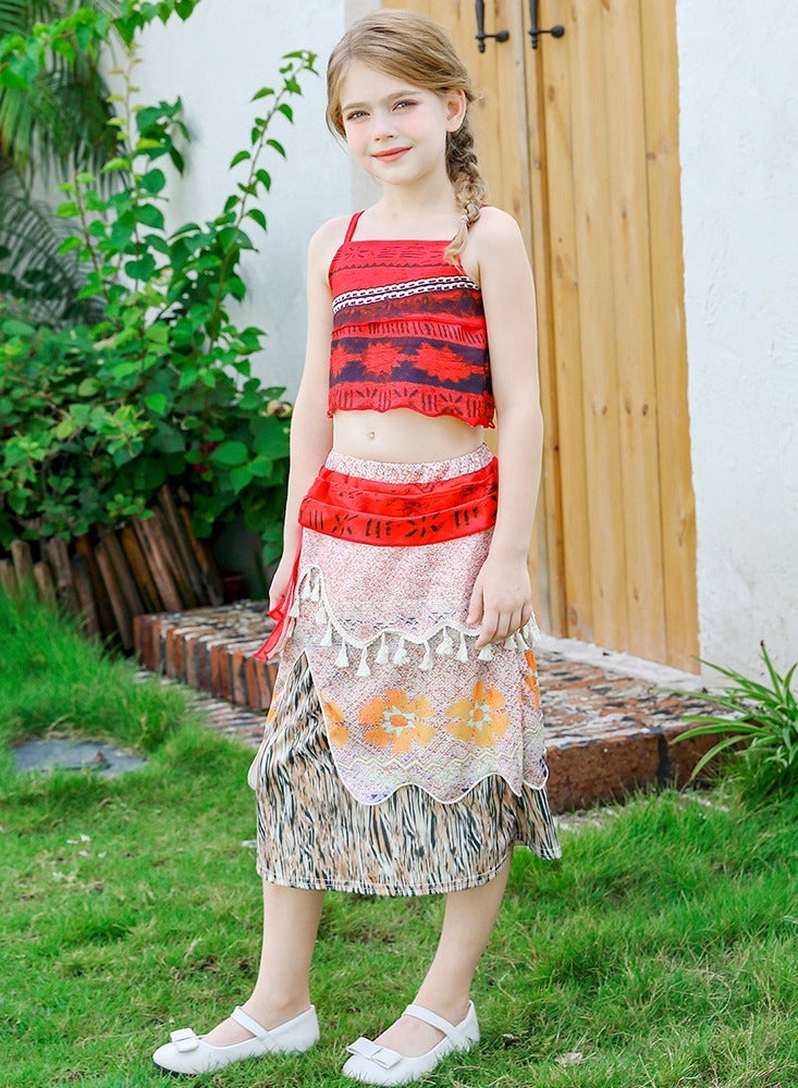 Princess Moana Dress Up Little Girls Adventure Costumes Skirt Set Princess Dress Up Hallowee Outfit Kids Fancy Birthday Party Dress - Image 2
