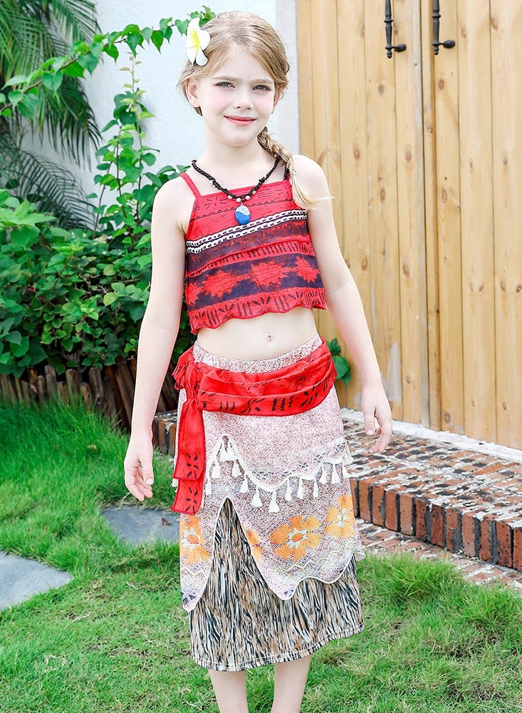 Princess Moana Dress Up Little Girls Adventure Costumes Skirt Set Princess Dress Up Hallowee Outfit Kids Fancy Birthday Party Dress - Image 4