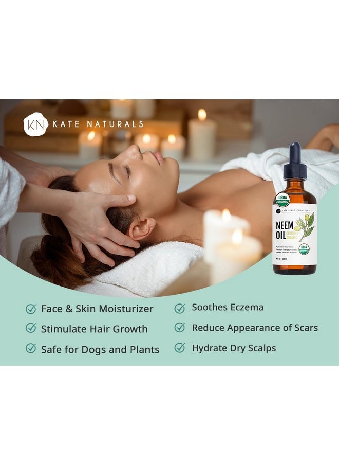 Kate Blanc Cosmetics - Kate Blanc Cosmetics Neem Oil for Skin, Hair & Face. Safe for Dog, Plants, Scalp & Hair Growth (4oz, Organic, Cold Pressed, Concentrate) - Image 1
