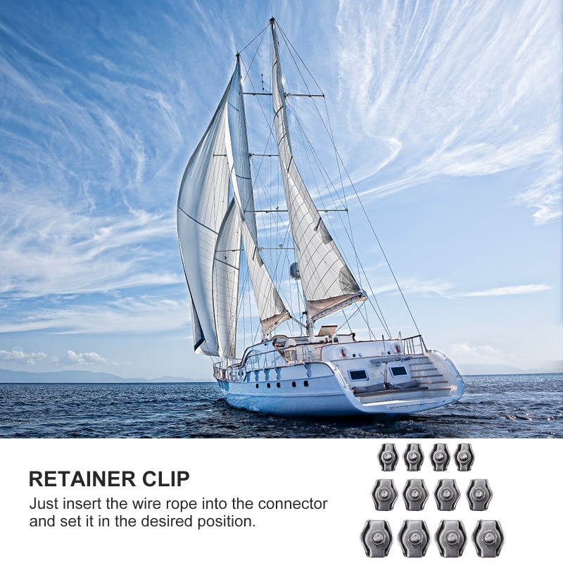 36 pcs Rope Connector Single Clips Wires Splicer Stainless Wire Rope Cable Clip - Image 4
