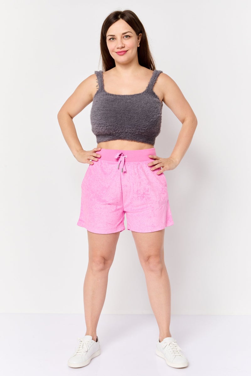 Juicy Couture Women Embroidered Logo Drawstring Shorts, Pink - Image 2