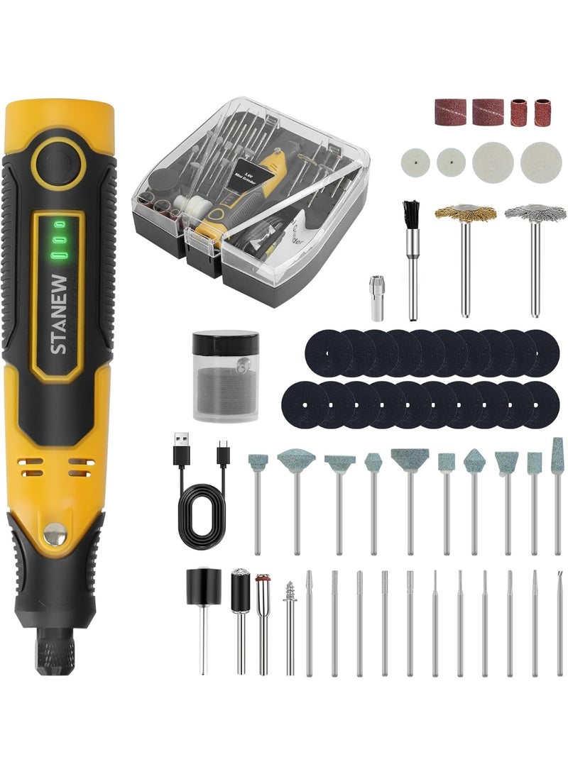 Stanew Mini Rotary Tool Kit, 3-Variable Speed and USB Charging Cable 3.6V Mini Cordless Rotary Tools, 51pcs Accessories for Cutting, Drilling, Sanding, Engraving, Polishing and DIY Crafts - Image 1