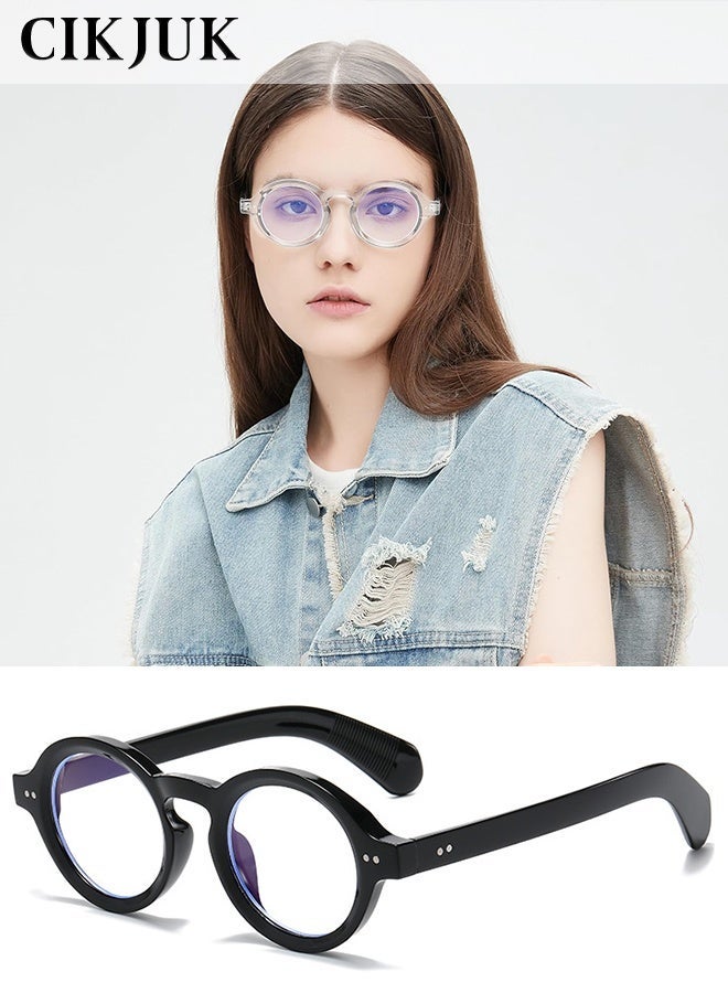 CIKJUK Round Blue Light Blocking Glasses for Men and Women Clear Lens Blue Light Blocking Glasses for Gaming Computer Reading Eye Glasses Anti Radiation Eyeglasses UV Filter Eyewear Black - Image 1