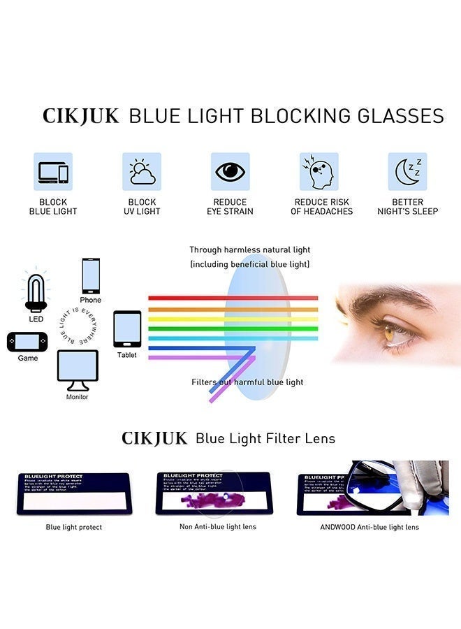 CIKJUK Round Blue Light Blocking Glasses for Men and Women Clear Lens Blue Light Blocking Glasses for Gaming Computer Reading Eye Glasses Anti Radiation Eyeglasses UV Filter Eyewear Black - Image 2