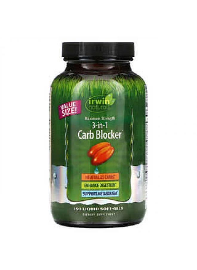 Irwin Naturals Irwin Naturals 3-in-1 Carb Blocker Maximum Strength 150 Liquid Soft-Gels 