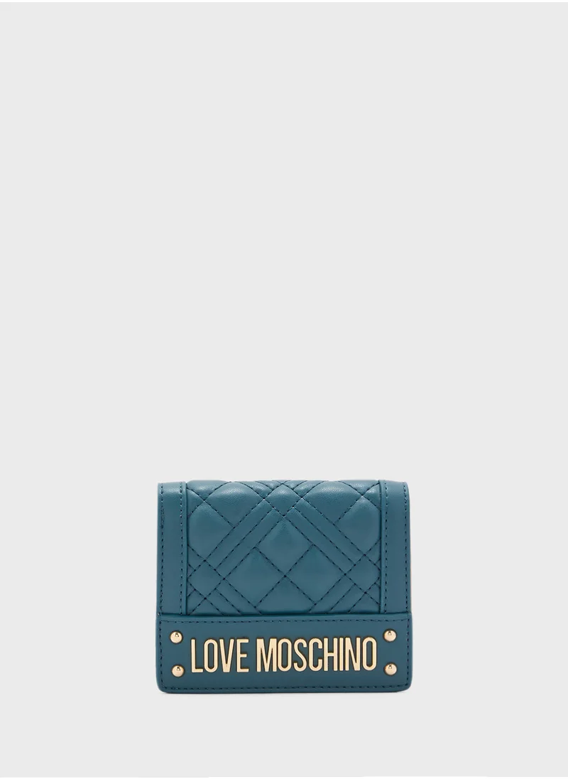 لوف موسكينو Logo Detailed Flap Over Wallet