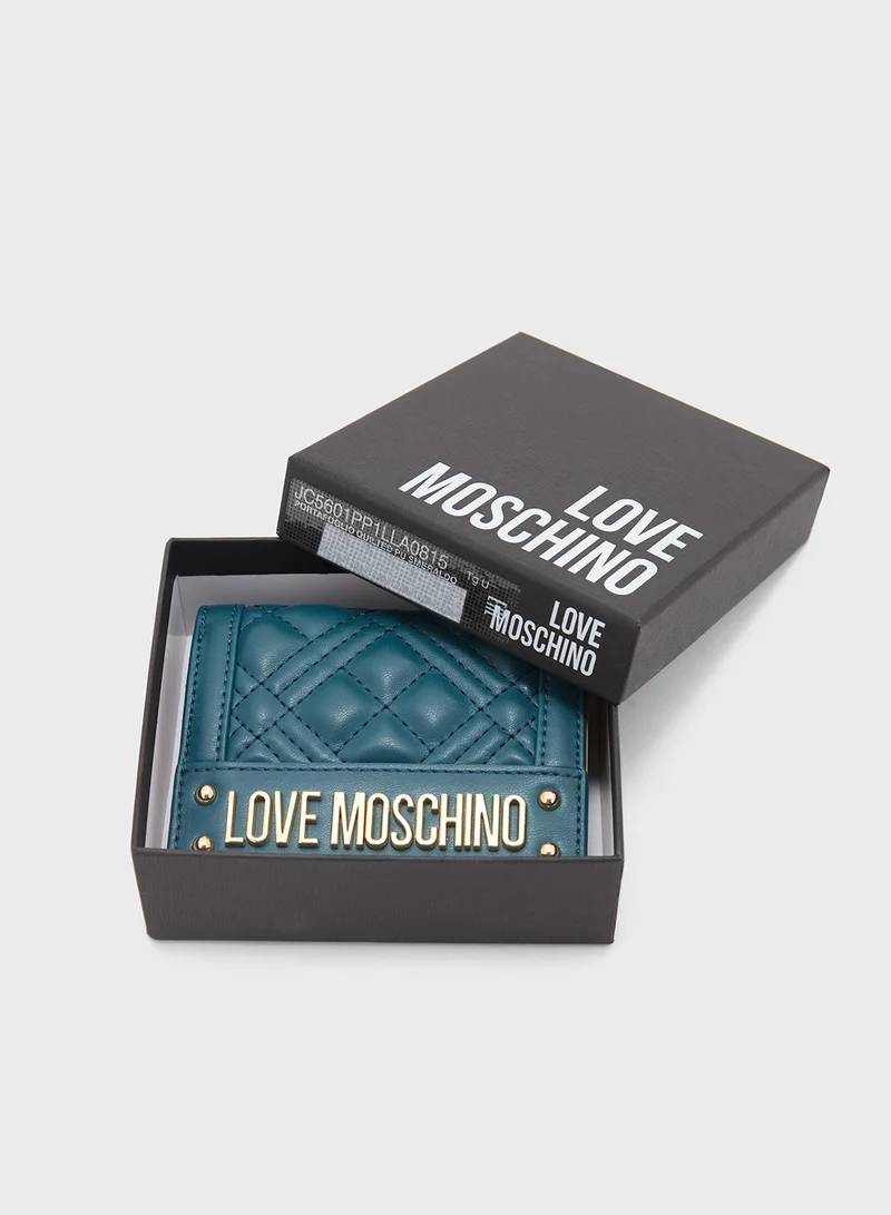 Love Moschino Logo Detailed Flap Over Wallet