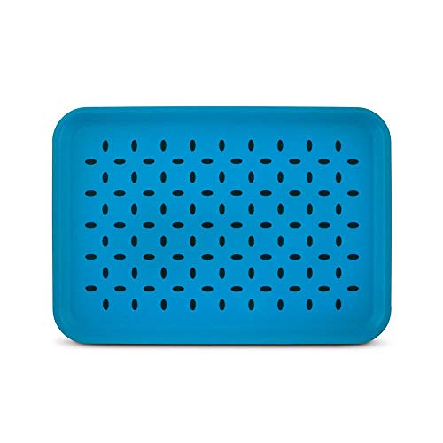Freelance Anti Slip Serving Tray - 34 x 24 cm - Blue - Non-Slip Rubber Surface, Break-Resistant - Versatile Anti Skid PP Plastic Kitchen & Dining/Coffee Table Trays for Breakfast/Food/Tea - Image 1
