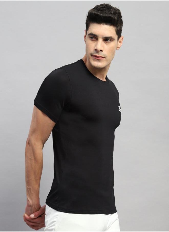 Rock.it Men Black Solid Round Neck T Shirt by Styli  - Image 3
