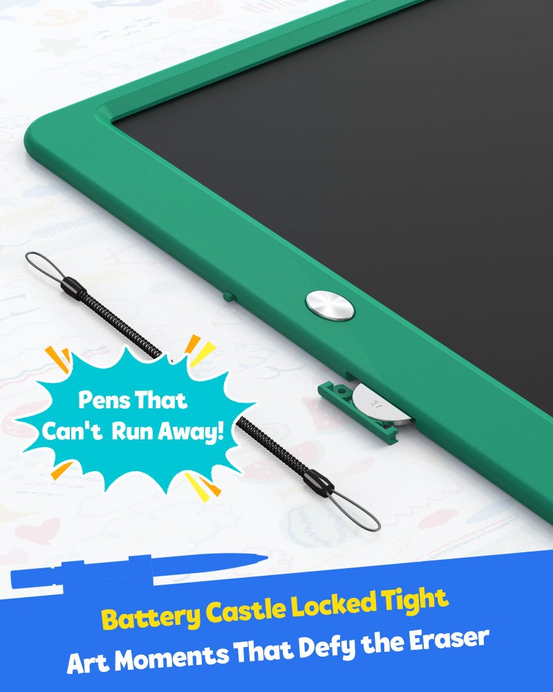 TEKFUN LCD Writing Tablet for Kids Boys Toys, 12 Inch Erasable Doodle Board Colorful Drawing Pad, Board Games Outdoor Travel Toys Gifts for Toddlers Boys Adults (Green) - Image 5