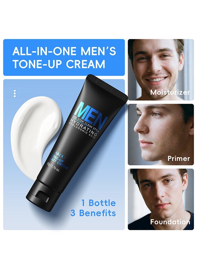 Laikou Tone-up Lazy Cream for Men, Mens Concealer Colour Correcting Cream for Cover Blemishes Imperfections, Mens Tinted Moisturiser, Balances Skin Tone with Lightweight, Moisturizing Formula for Daily Use 50g - Image 3
