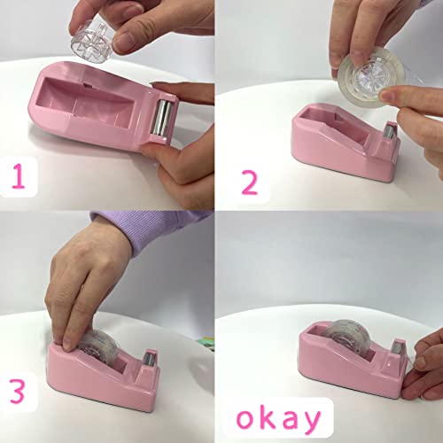 WELSTIK Desktop Office Tape Dispenser Non-Skid Base, for Packaging in Office,Restaurant, Flower Shop,Cake Shop,Pink - Image 4