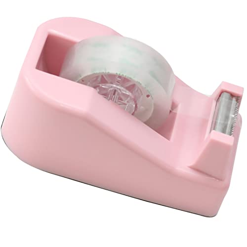 WELSTIK Desktop Office Tape Dispenser Non-Skid Base, for Packaging in Office,Restaurant, Flower Shop,Cake Shop,Pink - Image 2