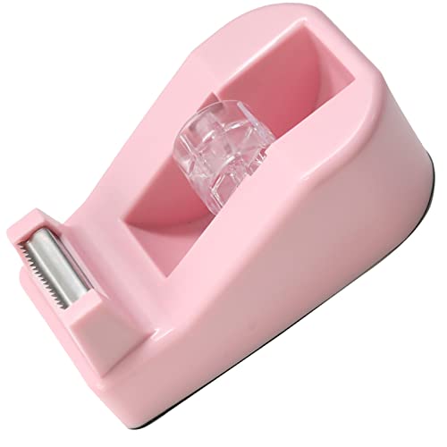 WELSTIK Desktop Office Tape Dispenser Non-Skid Base, for Packaging in Office,Restaurant, Flower Shop,Cake Shop,Pink - Image 1