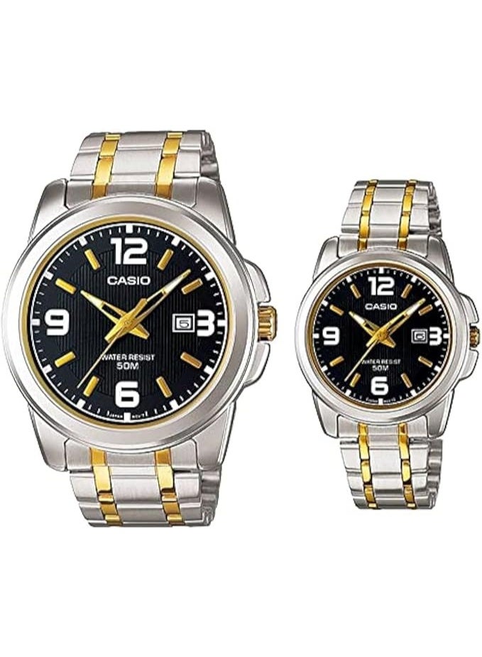 CASIO ساعات كاسيو MTP/LTP-131SG-1AVDF التناظرية المصنوعة من الفولاذ المقاوم للصدأ للزوجين