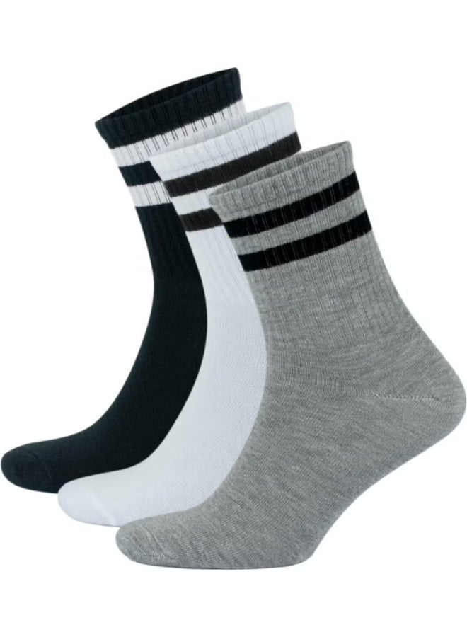 Kral Socks Unisex Striped College Tennis Cotton Socks, 3 Pairs - Image 1