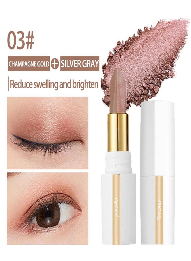 ADMD Two Color Eyeshadow Stick Champagne Gold + Silver Gray Shimmer & Smoky Eye Shadow Pen for Puffiness Reduction, Brightening, Long-Lasting Wear Daily & Evening Makeup(03#) - Image 2