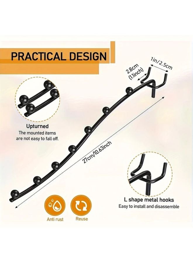 8pcs Black Metal Pegboard Hooks 7 Station Wall Hangers for Garage Kitchen Store - Image 3