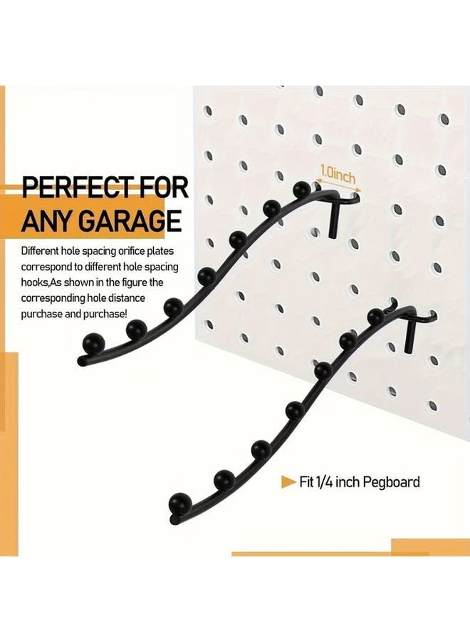 8pcs Black Metal Pegboard Hooks 7 Station Wall Hangers for Garage Kitchen Store - Image 5