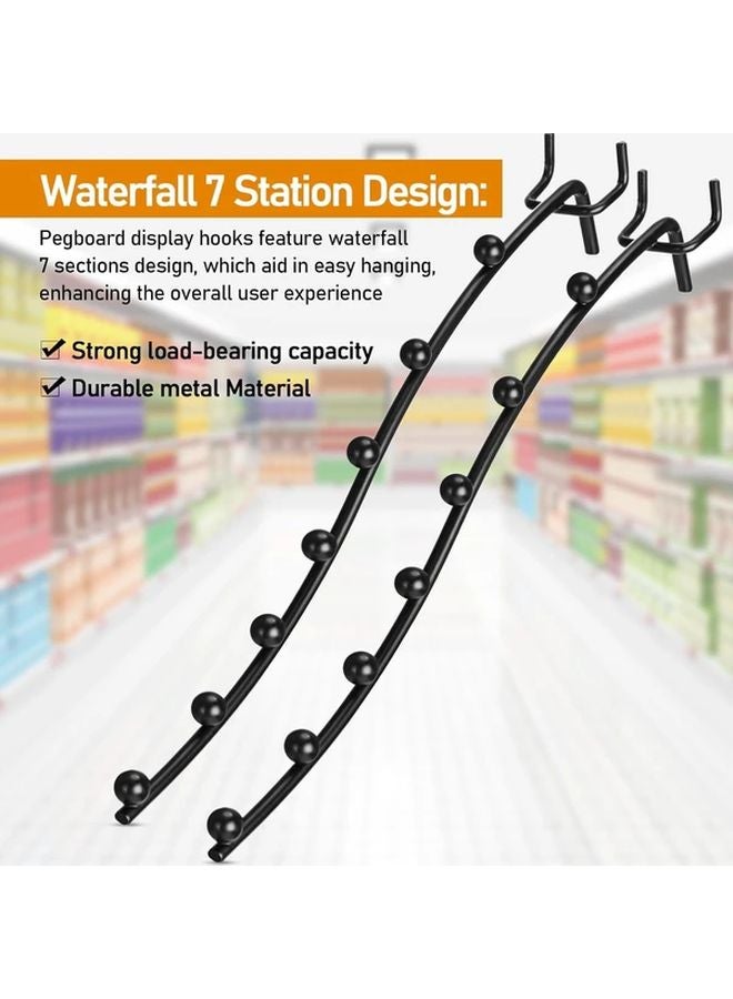 8pcs Black Metal Pegboard Hooks 7 Station Wall Hangers for Garage Kitchen Store - Image 4