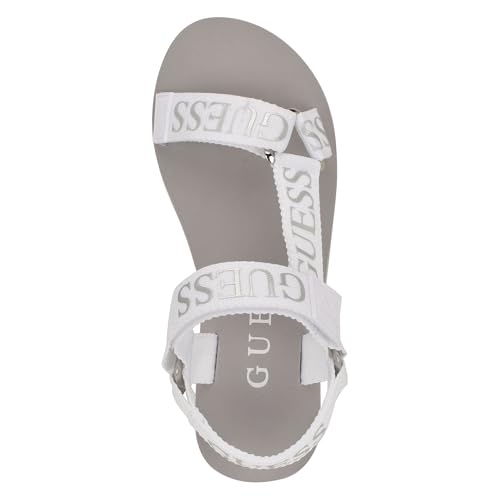 Guess Women's AVIN Wedge Sandal, White/Silver 115, 6 - Image 5