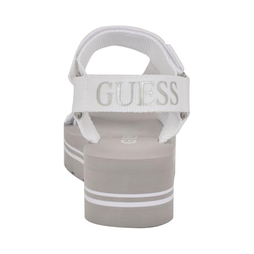 Guess Women's AVIN Wedge Sandal, White/Silver 115, 6 - Image 3