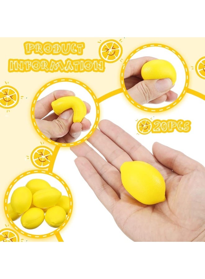 Hungdao 20 Pack Lemon for Party Favors Mini Foam Lemon Relieve Stress Ball Slow Rising Funny Lemon Stress Relieve Toys for School Carnival Themed Party Prize Bag Fillers - Image 5