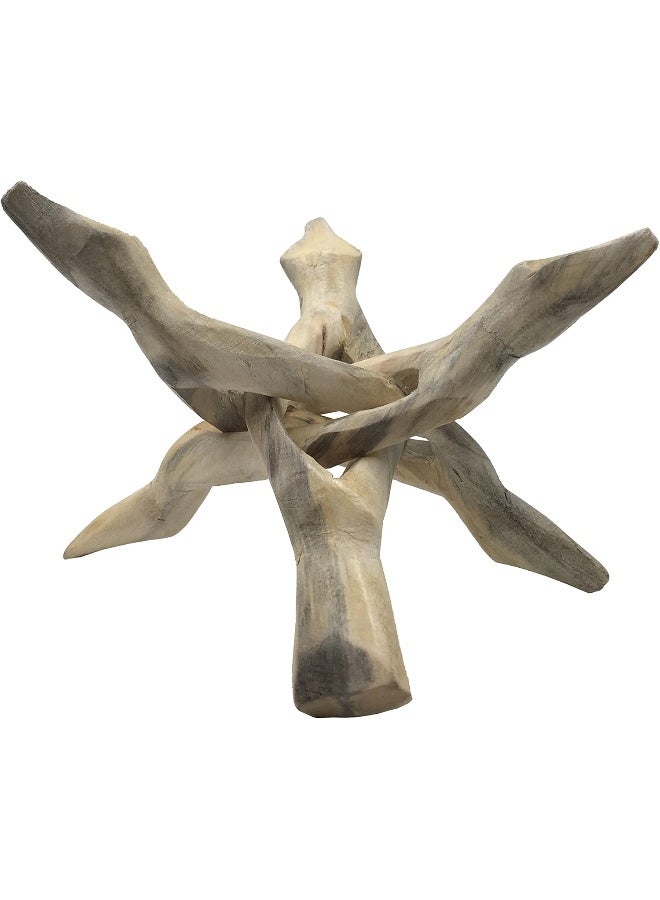 Alternative Imagination Wooden Tripod Stand  Home Decor Holder for Abalone Shell Jewelry Dish Trinket Dish Key Bowl Crystal Ball and More  Natural 6 Inches - Image 4