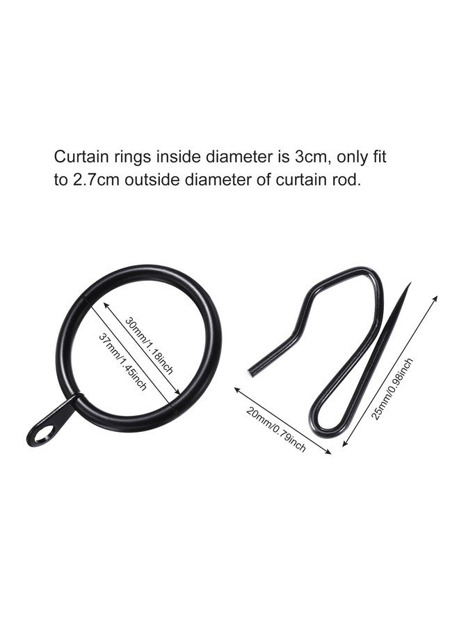 Hotop Hotop 60 Pieces 1.26 Inch Metal Drapery Curtain Rings Curtain Hanging Rings and 60 Pieces Metal Drapery Pin Hooks for Drapes Window Door Shower (Black)  - Image 2