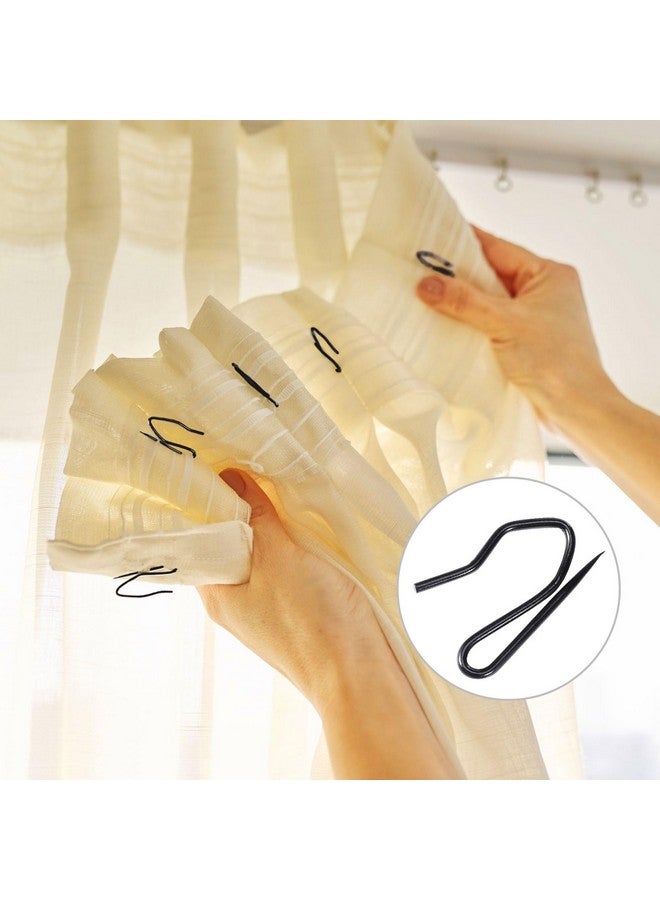 Hotop Hotop 60 Pieces 1.26 Inch Metal Drapery Curtain Rings Curtain Hanging Rings and 60 Pieces Metal Drapery Pin Hooks for Drapes Window Door Shower (Black)  - Image 3