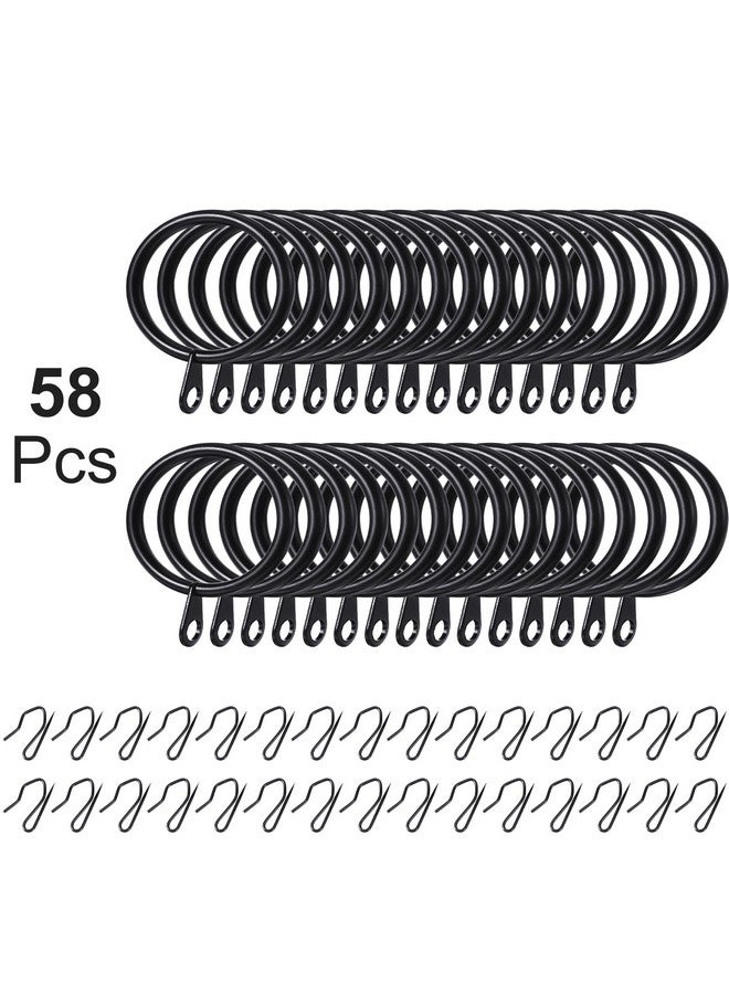 Hotop Hotop 60 Pieces 1.26 Inch Metal Drapery Curtain Rings Curtain Hanging Rings and 60 Pieces Metal Drapery Pin Hooks for Drapes Window Door Shower (Black)  - Image 1
