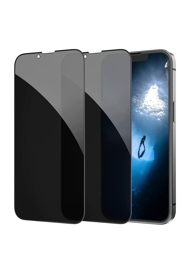 BORTONY Pack of 2 iPhone 14/13/13 Pro Privacy Pack of 2 Screen Protector 9H Anti Spy Dark Film Guard Case Friendly Bubble Free Tempered Glass for Apple iPhone 14/13/13 Pro 6.1 Inch 2022  - Image 1