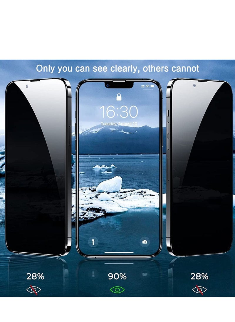 BORTONY Pack of 2 iPhone 14/13/13 Pro Privacy Pack of 2 Screen Protector 9H Anti Spy Dark Film Guard Case Friendly Bubble Free Tempered Glass for Apple iPhone 14/13/13 Pro 6.1 Inch 2022  - Image 2