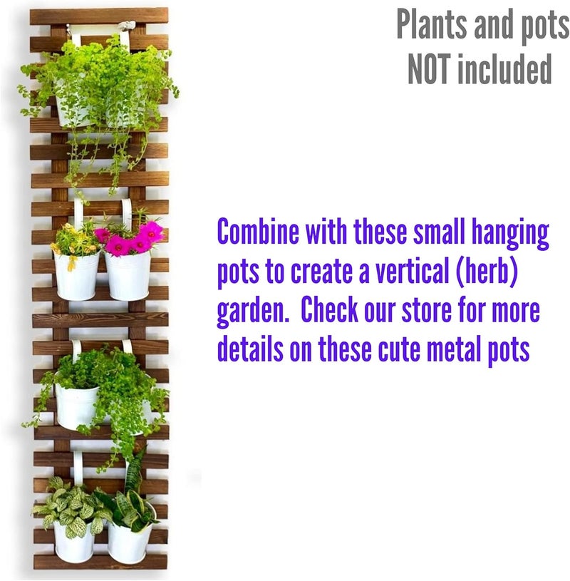 ShopLaLa Wall Trellis for Climbing Plants Outdoor - Wooden Hanging Living Wall Planters Outdoor Indoor Vertical Garden Plant Stand Large Tall Long Ladder Trellis Vinyl Plant Hanger for Hanging Flower Pots - Image 3