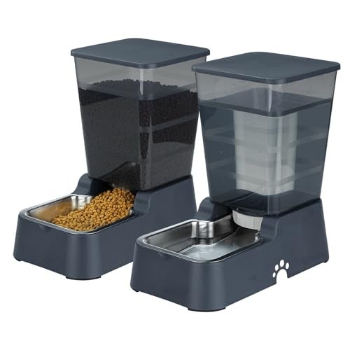 Leefele Automatic 54L14Gal Pet Waterer Automatic Dog Water Dispenser Gravity Stainless Steel Water Feeder Large Capacity Feeding Bowls for Cats and Medium LargeSized Dogs Black FoodWater - Image 1