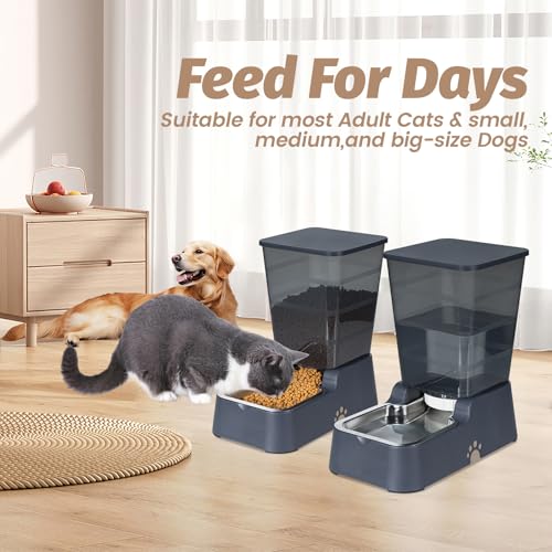 Leefele Automatic 54L14Gal Pet Waterer Automatic Dog Water Dispenser Gravity Stainless Steel Water Feeder Large Capacity Feeding Bowls for Cats and Medium LargeSized Dogs Black FoodWater - Image 3