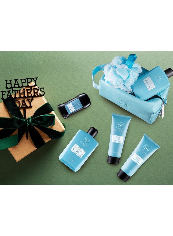 Yard House Yard House Bath and Body Mens Gift Set - Glacier Absolute - Premium Fathers Day Birthday Christmas Gifts Ideas For Him - Skin Care Kits For Men in Leather Toiletry Bag w. Full Size Items - Image 3