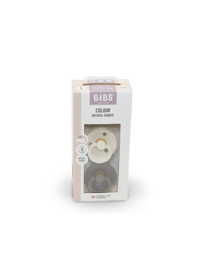 BIBS Pacifier Colour 2 Pack – Latex Size 1 Ivory/Dark Oak - Image 1