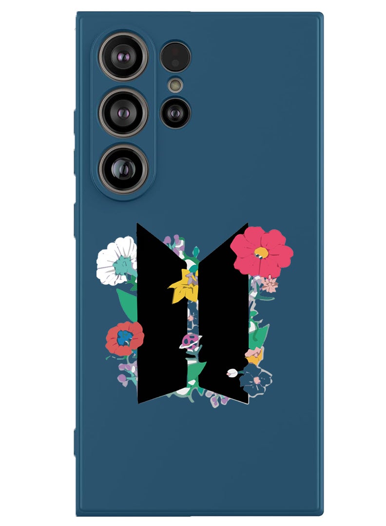 Theodor Protective Slim Fit Case Liquid Silicone Cover with Full Body Protection Anti-Scratch Shockproof Case For Samsung Galaxy S25 Ultra (Blue) - BTS floral B - Image 1