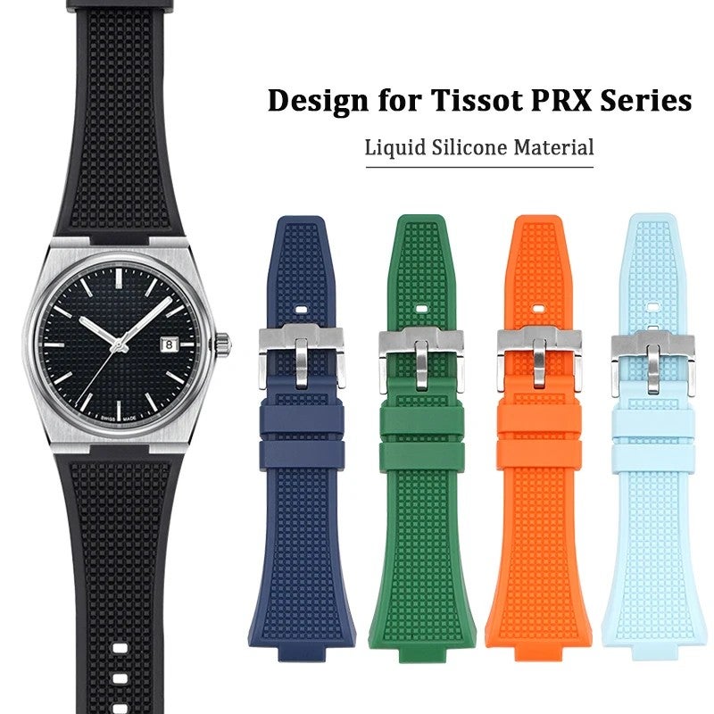 Bluejw Replacement Silicone Strap Green Rubber Watch Band for Tissot PRX Men's Wristwatch – Easy to Replace Watch Strap - Image 3