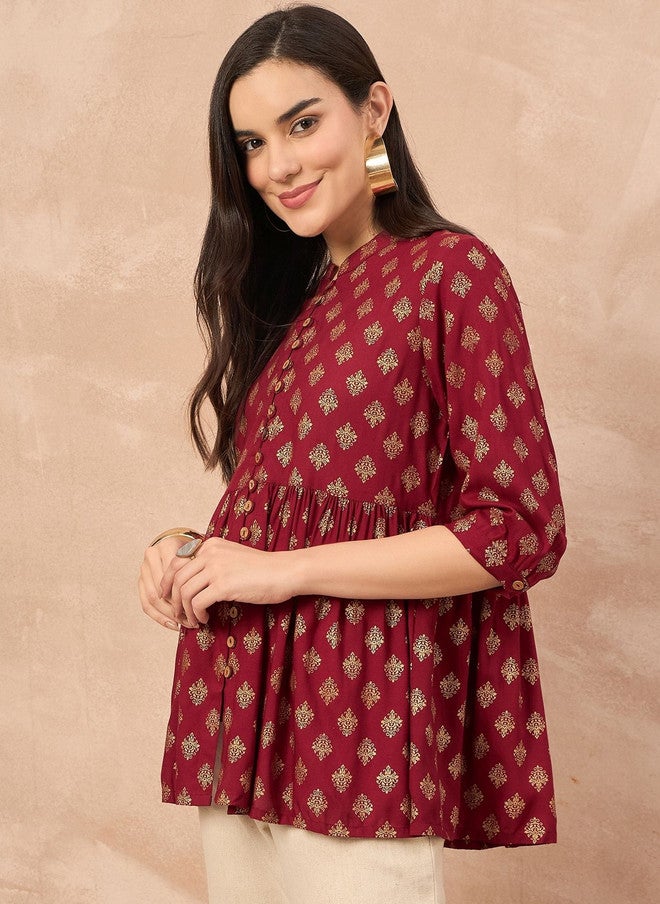 Baizee كل شيء عنك بلوزة بيلبوم مزخرفة بنقوش عرقية - Image 3